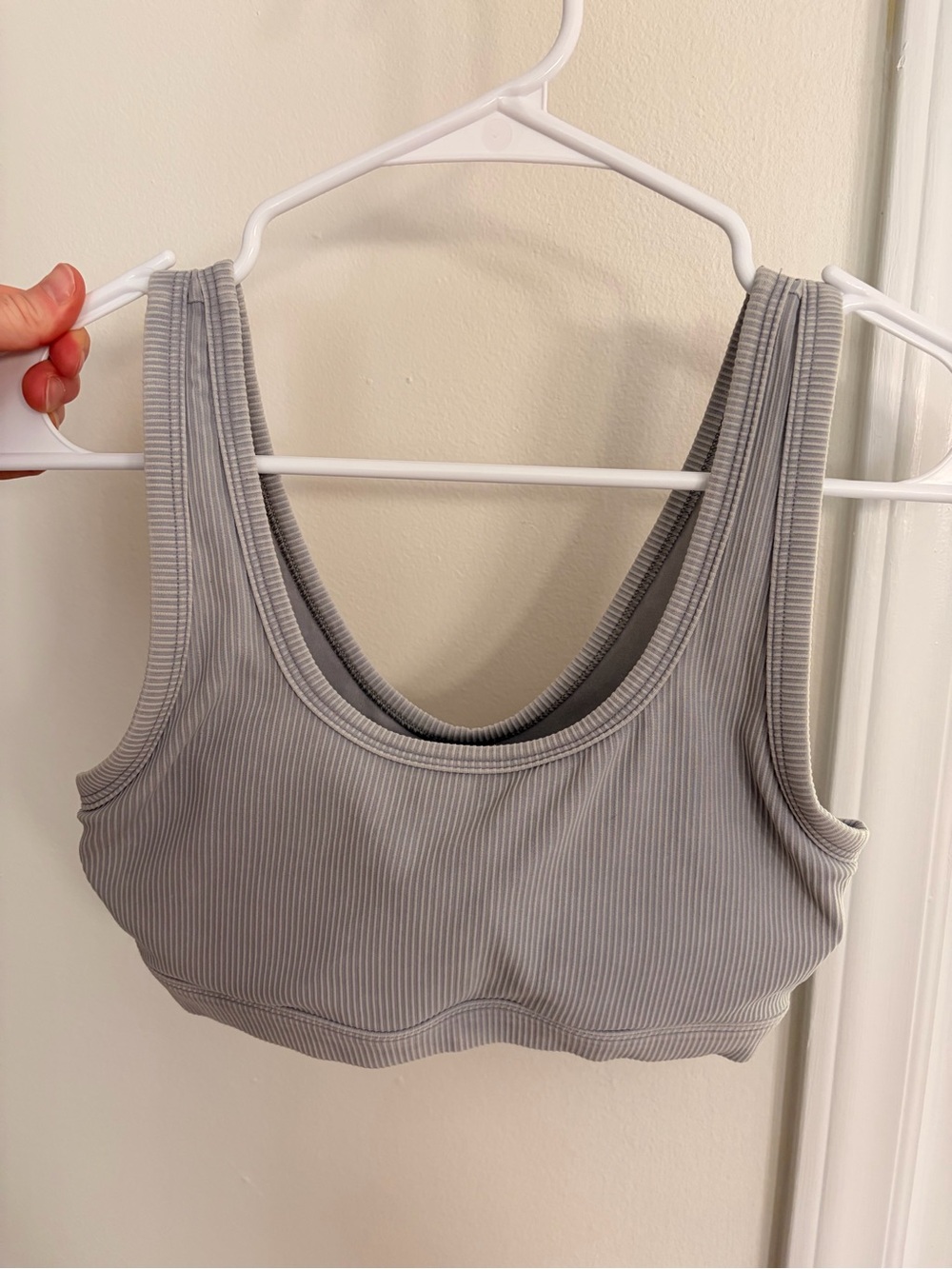Lorna Jane Ribbed Scoop Sports Bra — Light Gray